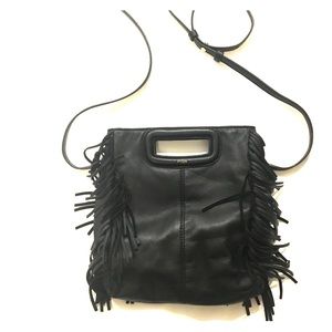 Maje | Crossbody Leather Bag with Fringe